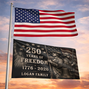 Family Name 250 Years of Freedom - Patriotic House Flag