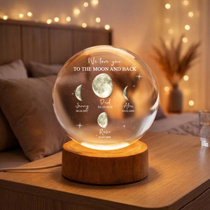 To The Moon And Back Custom Memorial Crystal Globe Lamp
