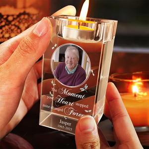 The Moment Your Heart Personalized Crystal Candle Holder