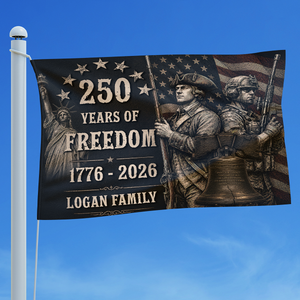 Family Name 250 Years of Freedom - Patriotic House Flag