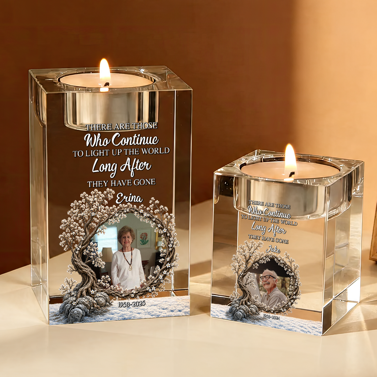 When You Miss Me Have No Fear Life Tree - Personalized Crystal Candle Holder