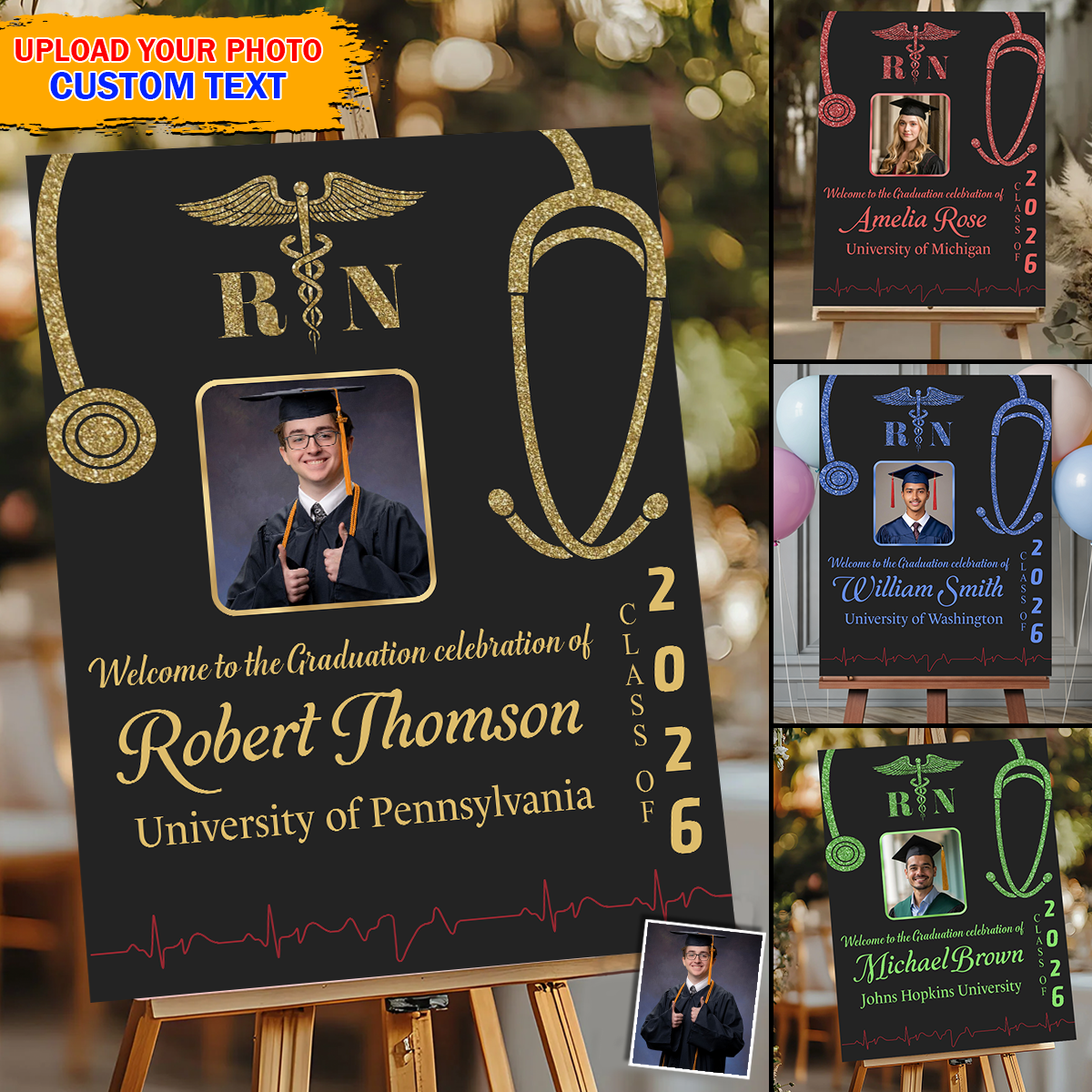 Graduation Nurse Photo Personalized Welcome Sign Party MKADS1_be2729a6-2d61-4923-b6aa-e2be5395d12f.png