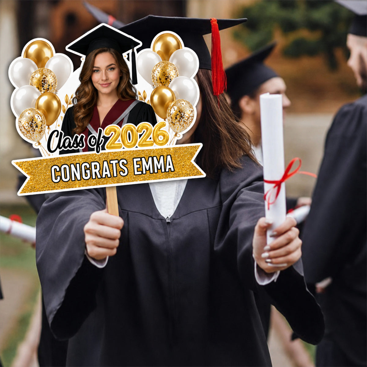 Custom Face Congrats Graduation - Face Fan Grad Gifts