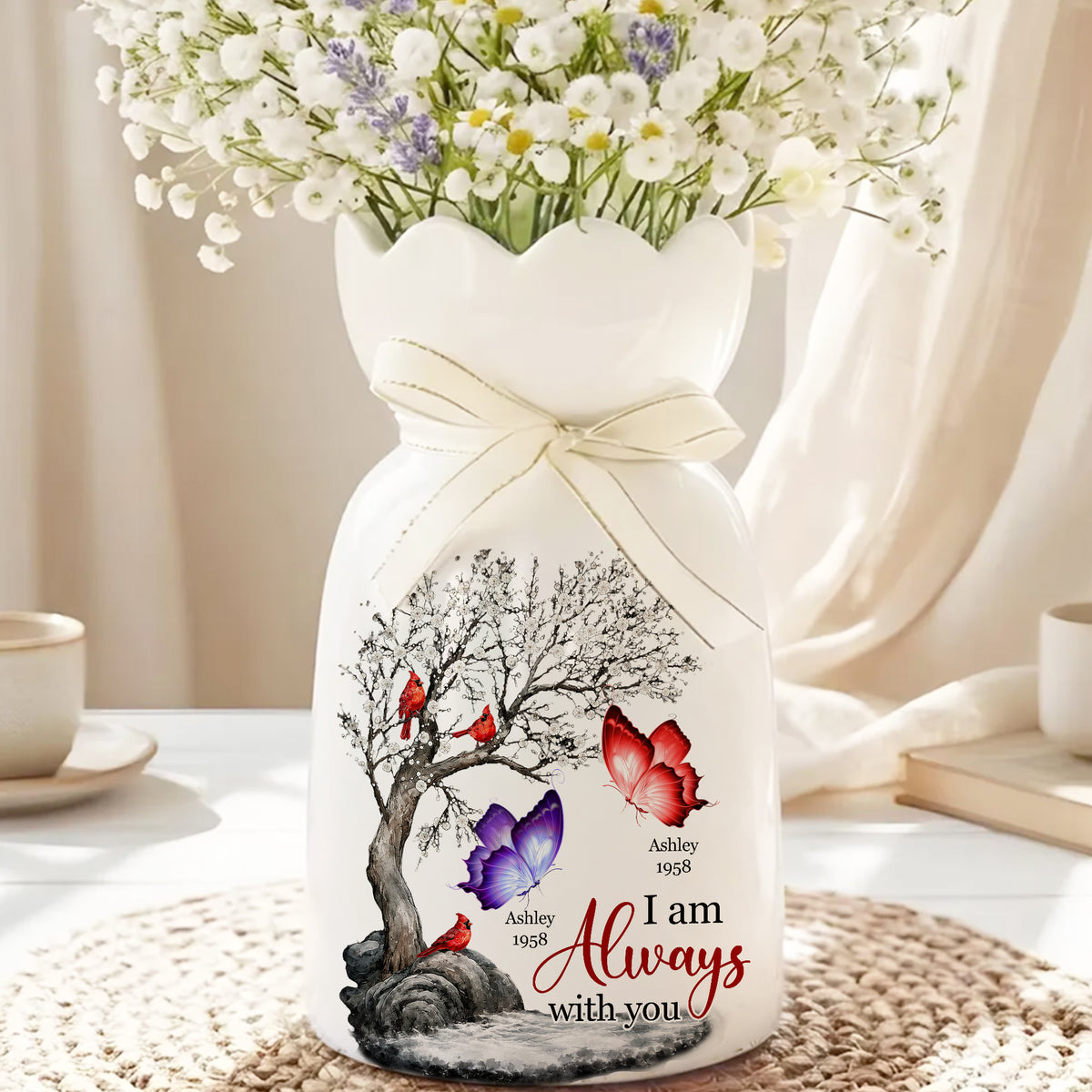 I Am Always With You Memorial - Personalized Bloom Vase - Memorial Gift