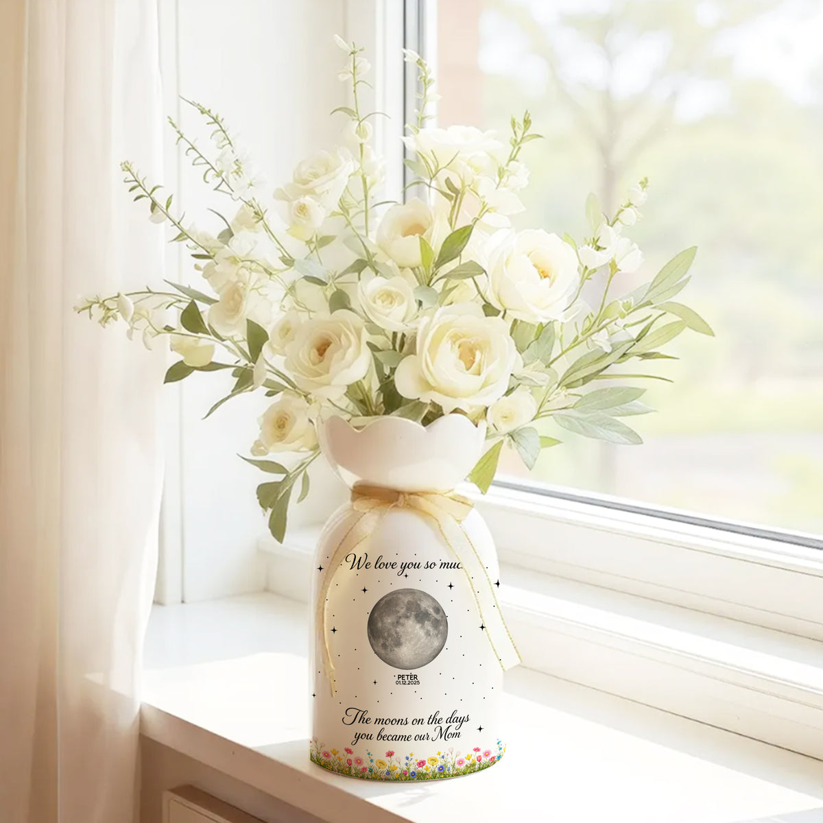 The Days You Became Our Mom Ribbon Tie Flower Vase