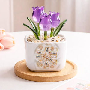 Holding Hand 3D Personalized Glass Everlasting Tulips