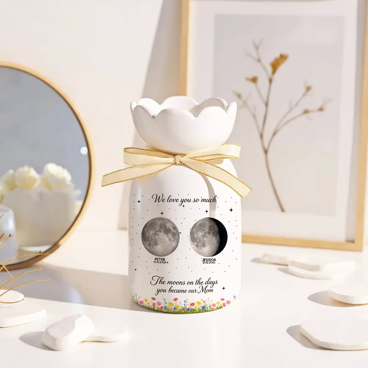 The Days You Became Our Mom Ribbon Tie Flower Vase