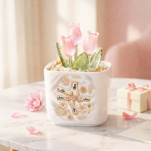 Holding Hand 3D Personalized Glass Everlasting Tulips