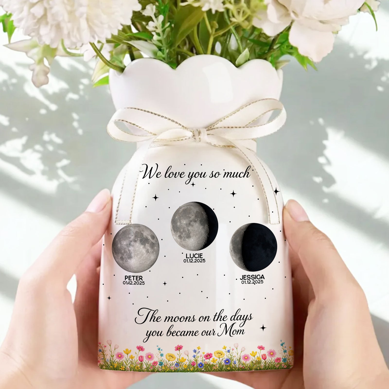 The Days You Became Our Mom Ribbon Tie Flower Vase