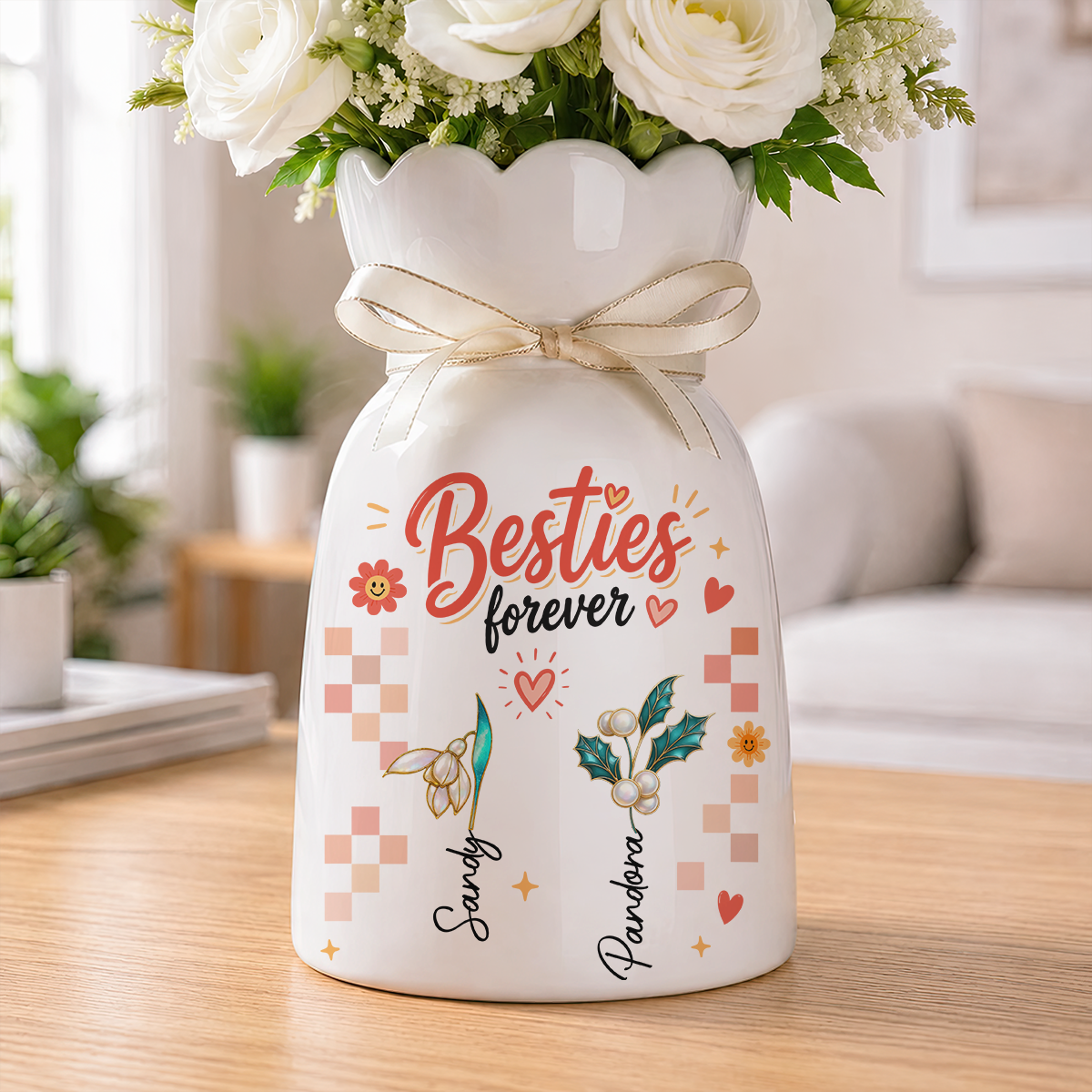 Birth Flowers Sisters From The Same Garden - Personalized Bloom Vase