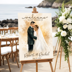Welcome To The Wedding Of - Custom Name & Photo Sign - Wedding Welcome Sign