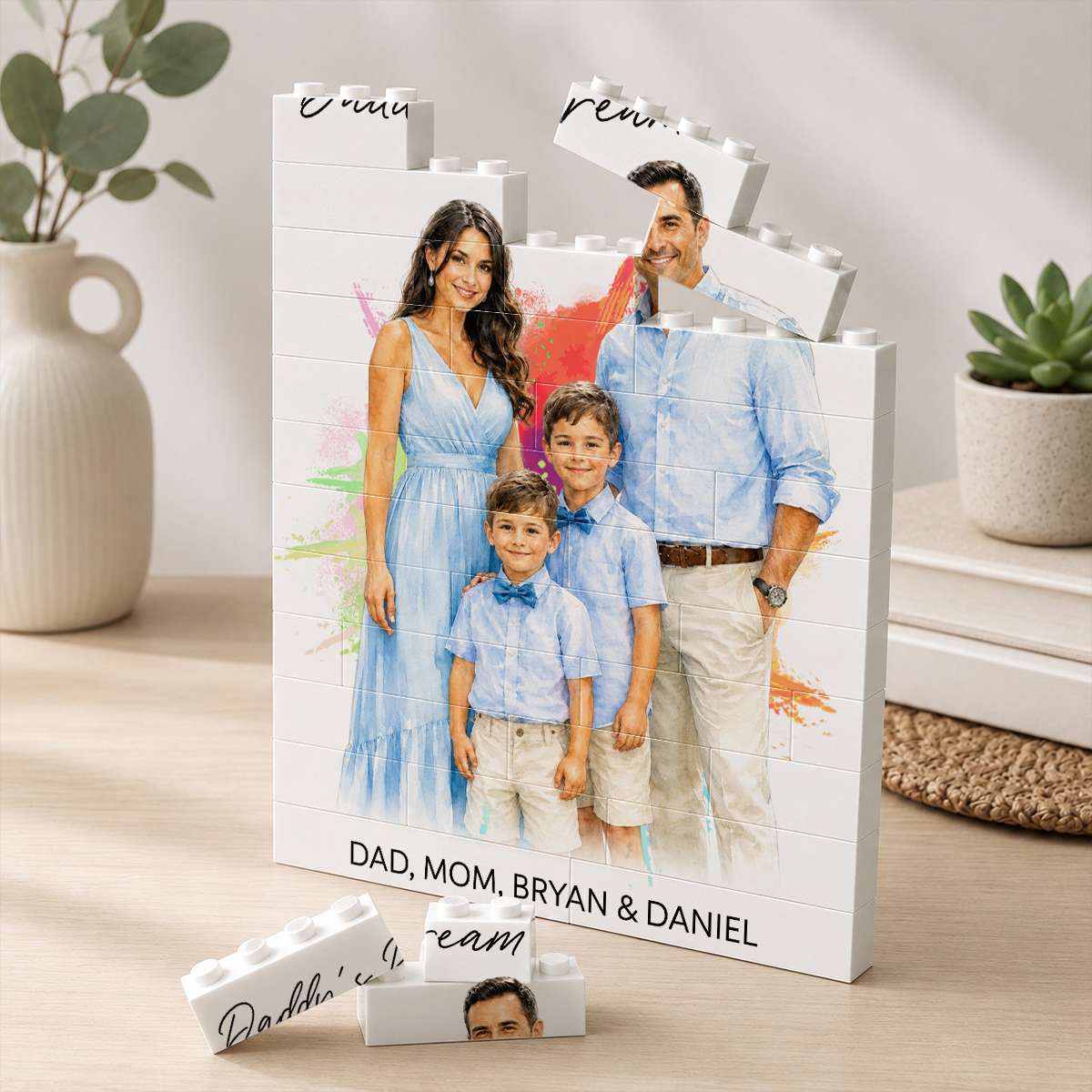 Custom Photo Daddy Dream Team - Personalized Shaped Building Brick Blocks
