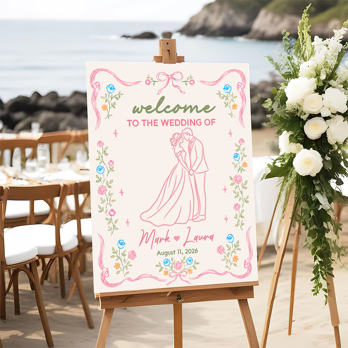 Welcome to Our Wedding Sign - Custom Name and Date Wedding Welcome Sign