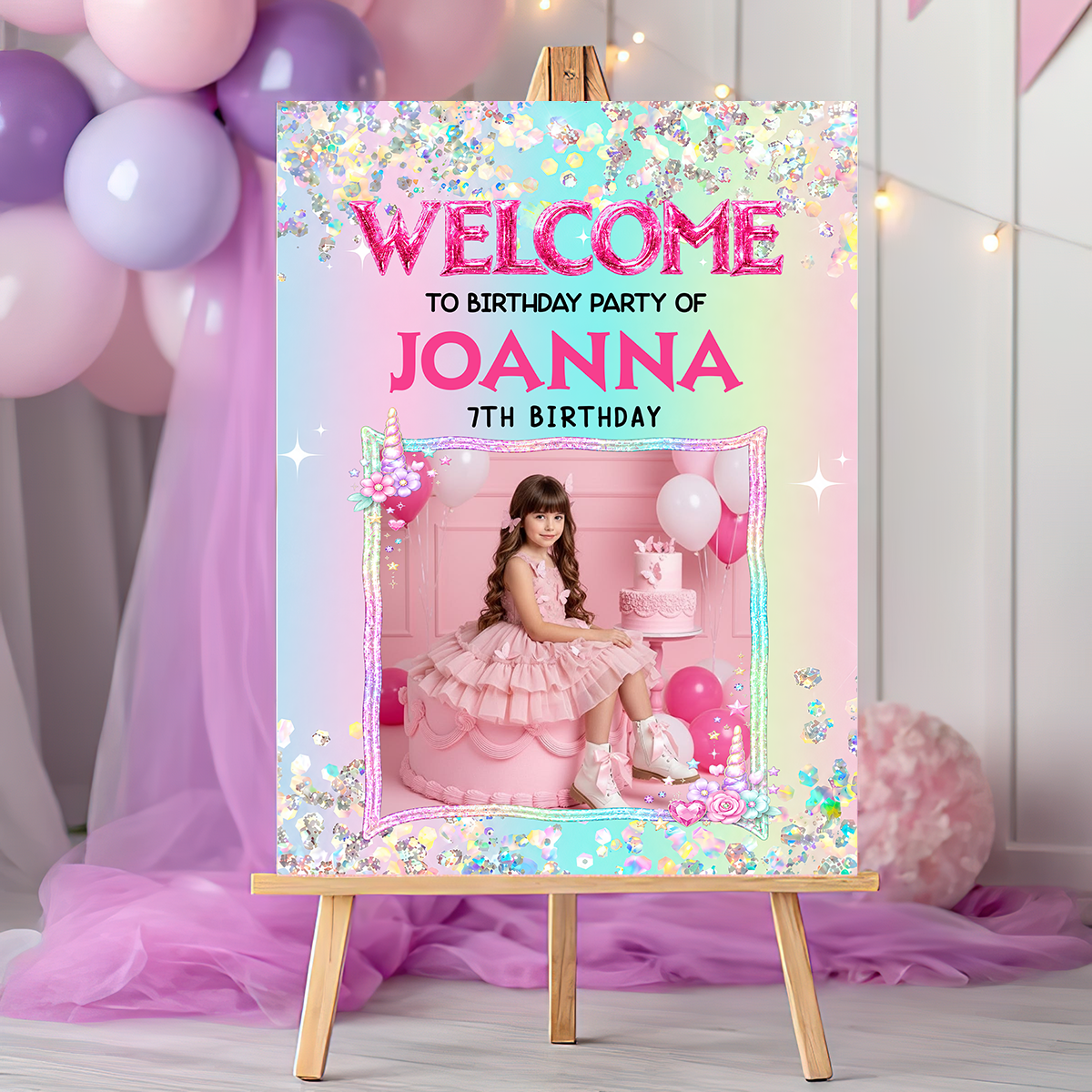 Fairytale Princess Birthday Sign Welcome To The Party - Custom Name & Photo Sign - Birthday Party Welcome Sign MOCKUP-1_3a82b717-5dd2-4040-8c80-e2c46e81d693.png