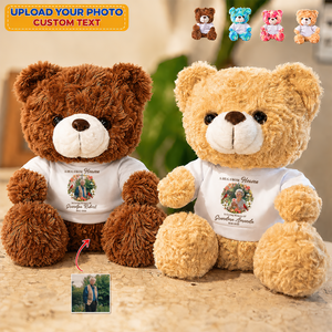 A Hug From Heaven Flower Forever In My Heart Teddy Bear - Memorial Gift - Personalized Plush Bear