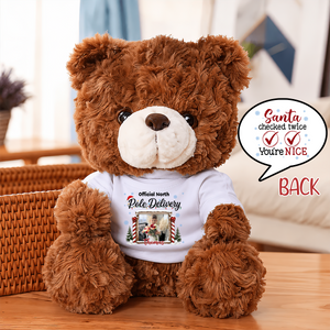 Checked Twice Nice Merry Christmas - Teddy Bear With Personalized Photo Shirt