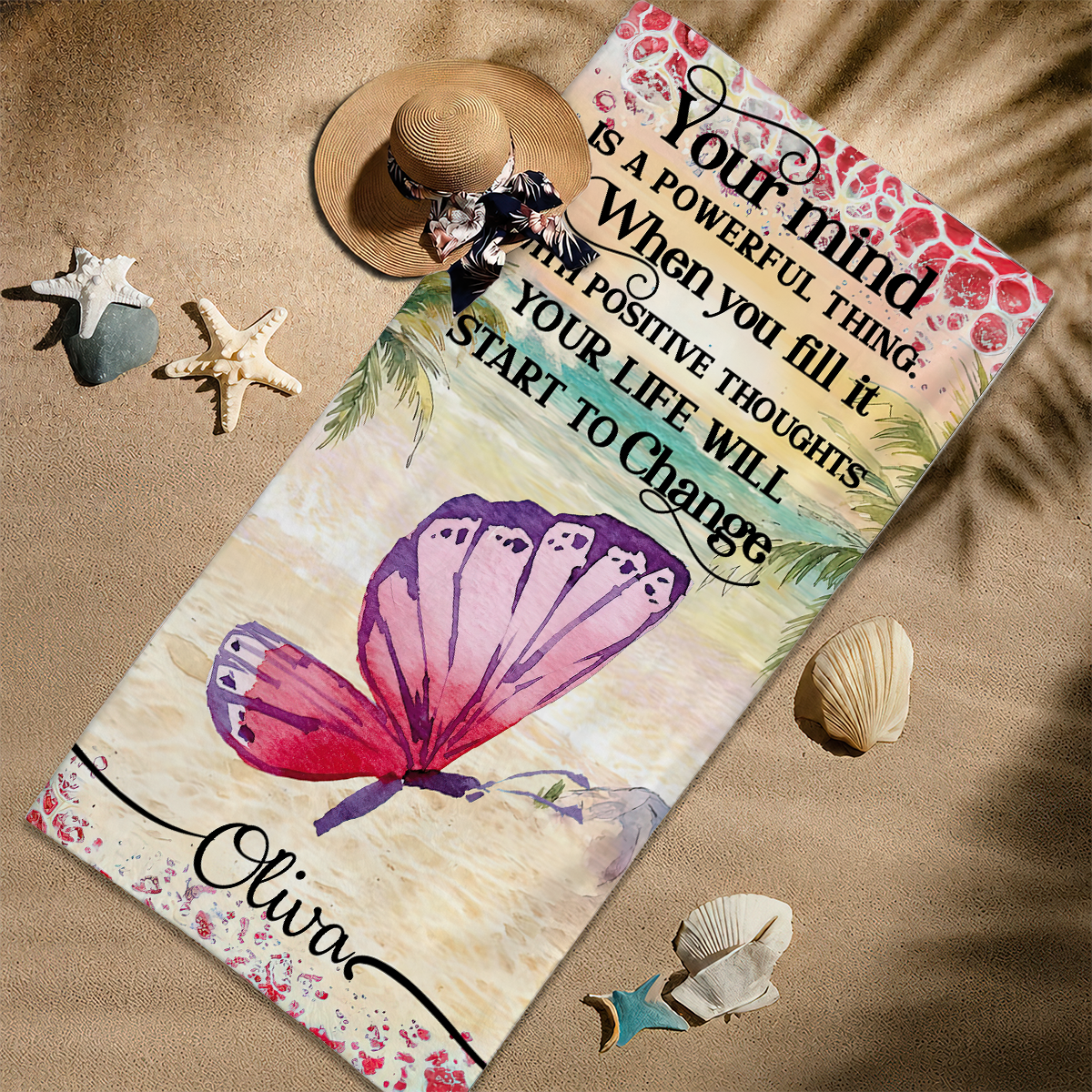 Your Mind Is A Powerful Thing - Personalized Beach Towel