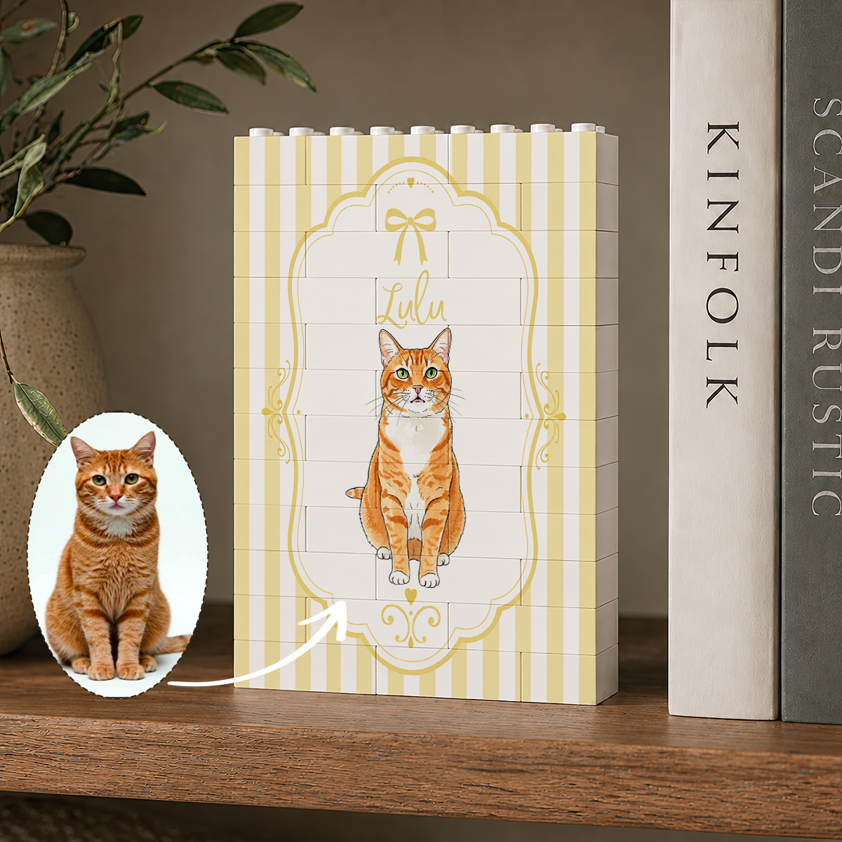 Custom Pet Portrait Watercolor Gift For Dog Lover, Cat Lover - Personalized Brick Block