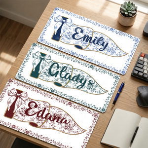 Custom Name Cross - Personalized Leather Desk Mat