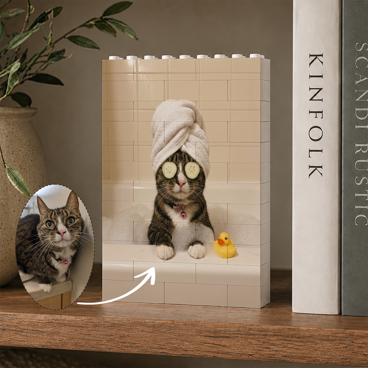 Custom Photo Funny Bathroom Pet Toilet Dog Cat - Personalized Shaped Building Brick Blocks