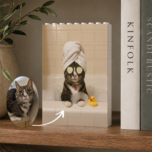 Custom Photo Funny Bathroom Pet Toilet Dog Cat - Personalized Shaped Building Brick Blocks
