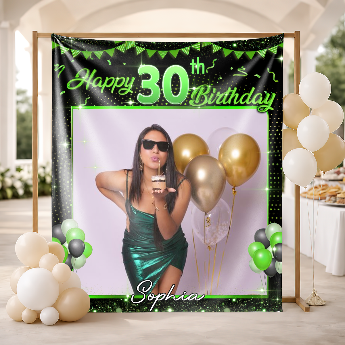Bubble Happy Birthday Party Backdrop - First Birthday Party - Personalized Custom Birthday Party Backdrop