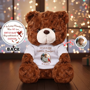 Sent With A Kiss From My Grandpa In Heaven - Memorial Personalized Teddy Bear