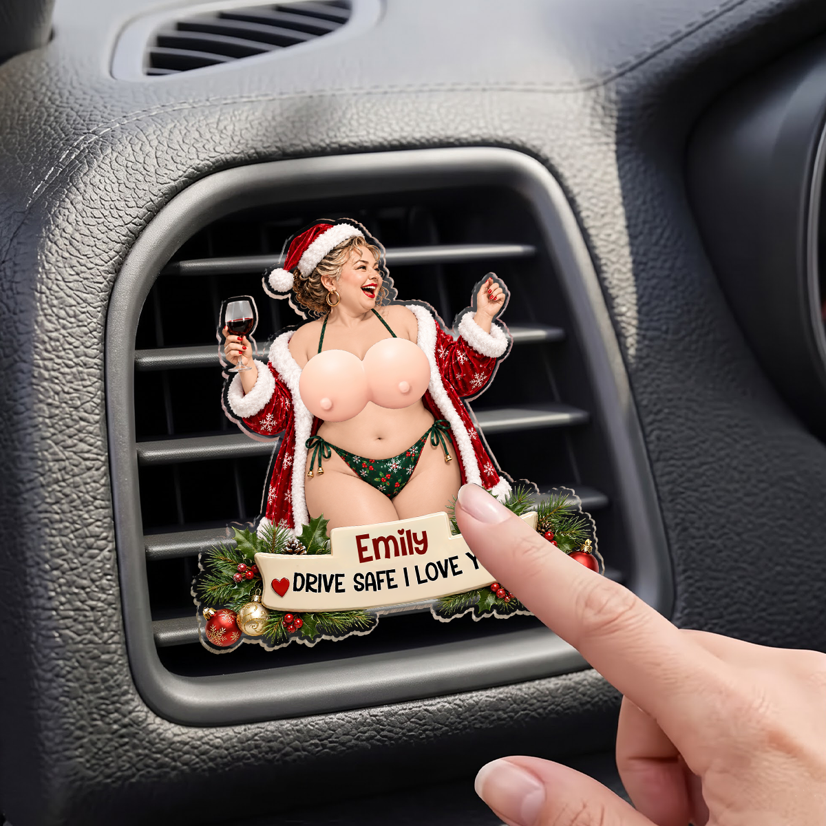 Funny Christmas Drive Safe - Personalized Squishy Acrylic Car Vent Clip