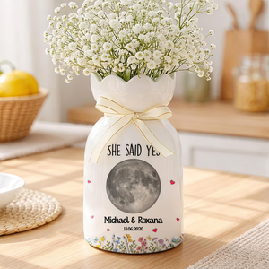 She Said Yes - Personalized Custom Ribbon Tie Flower Vase