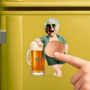 Personalized Funny Dad Face Squishy Belly Fridge Magnet, Kitchen Decor