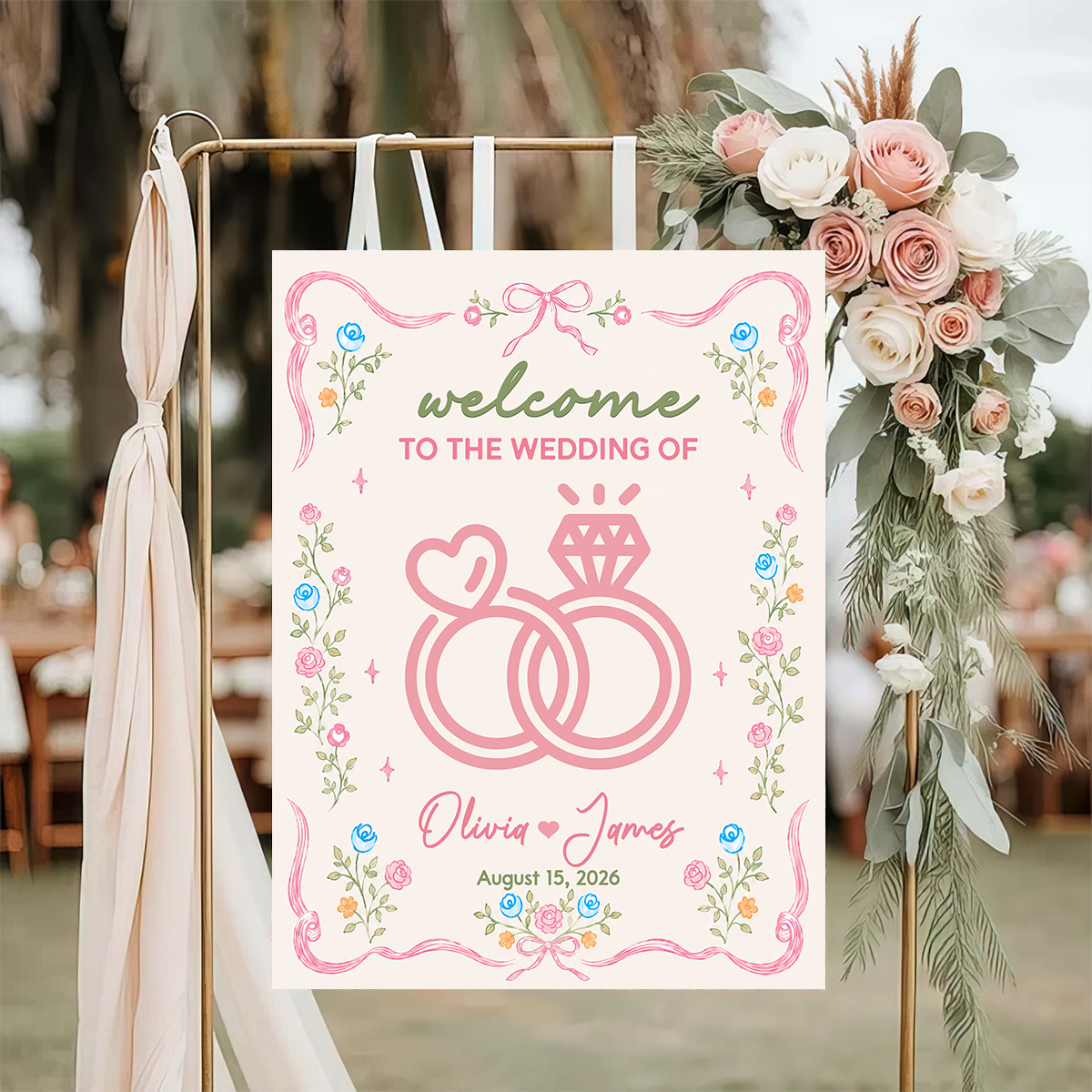 Welcome to Our Wedding Sign - Custom Name and Date Wedding Welcome Sign