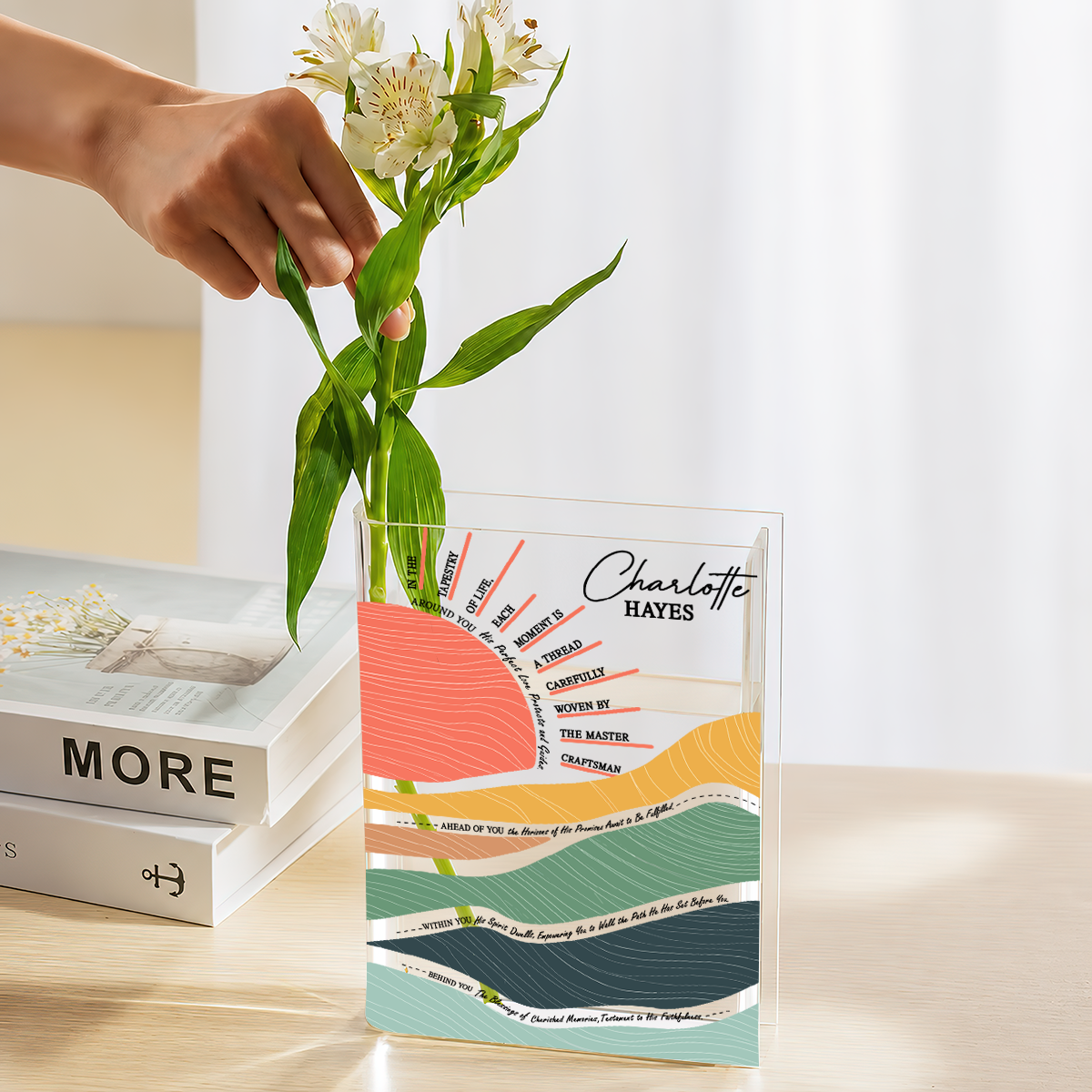 Christian Graduation - Personalized Journal Clear Acrylic Book Vase for Flowers, Transparent Flower Vase for Home Decor