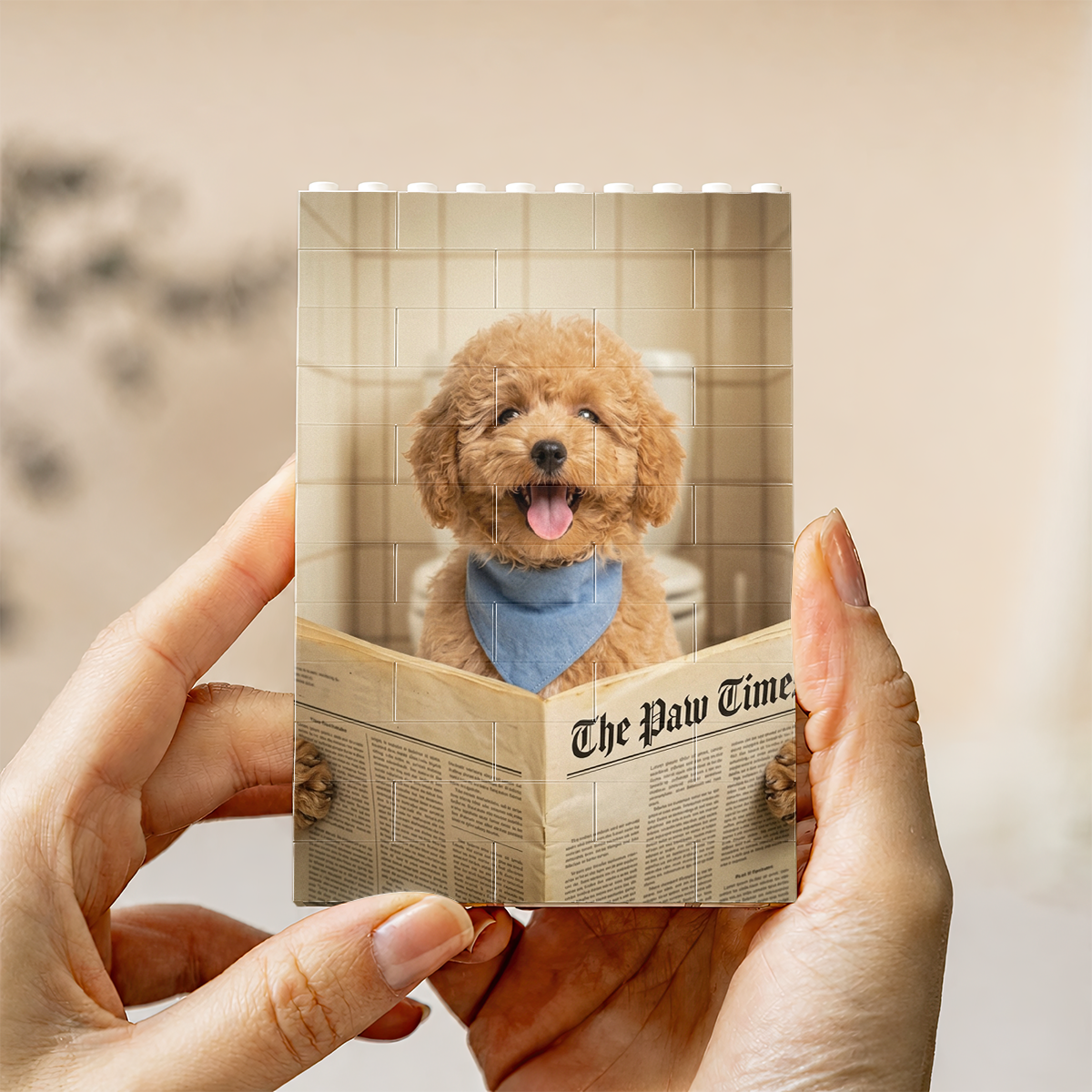 Custom Photo Funny Bathroom Pet Toilet Dog Cat - Personalized Shaped Building Brick Blocks