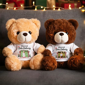 Checked Twice Nice Merry Christmas - Teddy Bear With Personalized Photo Shirt