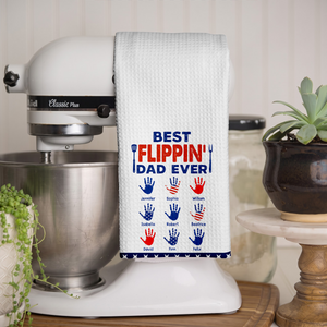 Stars & Stripes Best Flippin' Dad Ever - Personalized Kitchen Towel