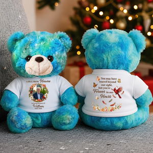 A Hug From Heaven Flower Forever In My Heart Teddy Bear - Memorial Gift - Personalized Plush Bear