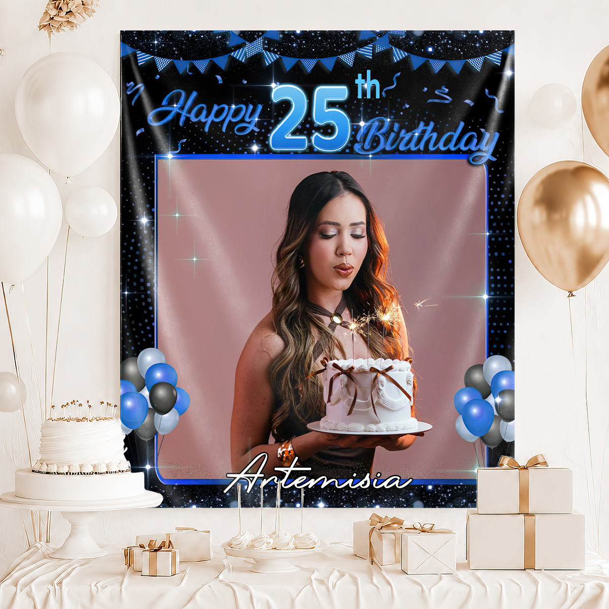 Bubble Happy Birthday Party Backdrop - First Birthday Party - Personalized Custom Birthday Party Backdrop