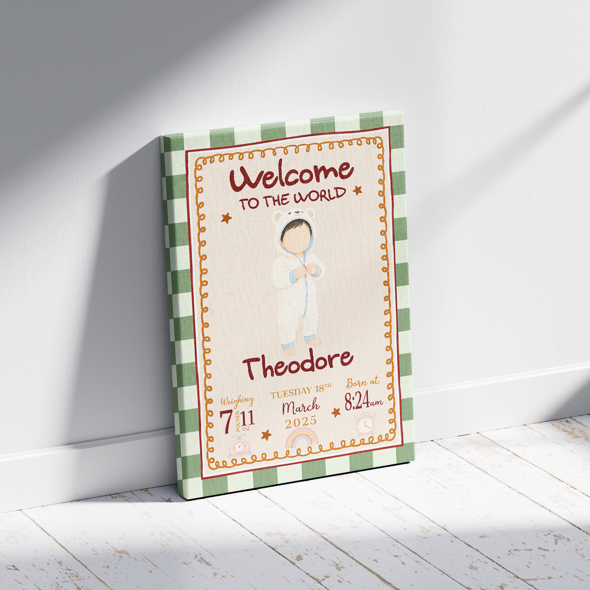 New Baby Personalised Decor Initial Name - Personalized Canvas