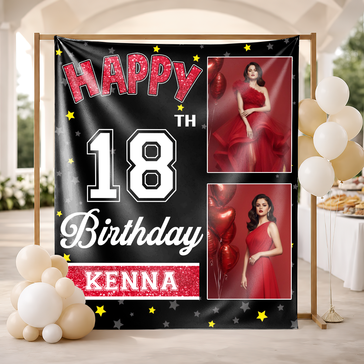 Basic Birthday Party Backdrop - First Birthday Party - Personalized Custom Birthday Party Backdrop