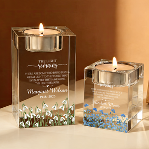 Poem for Funeral The Light Remains Personalized Crystal Candle Holder - Memorial Gift