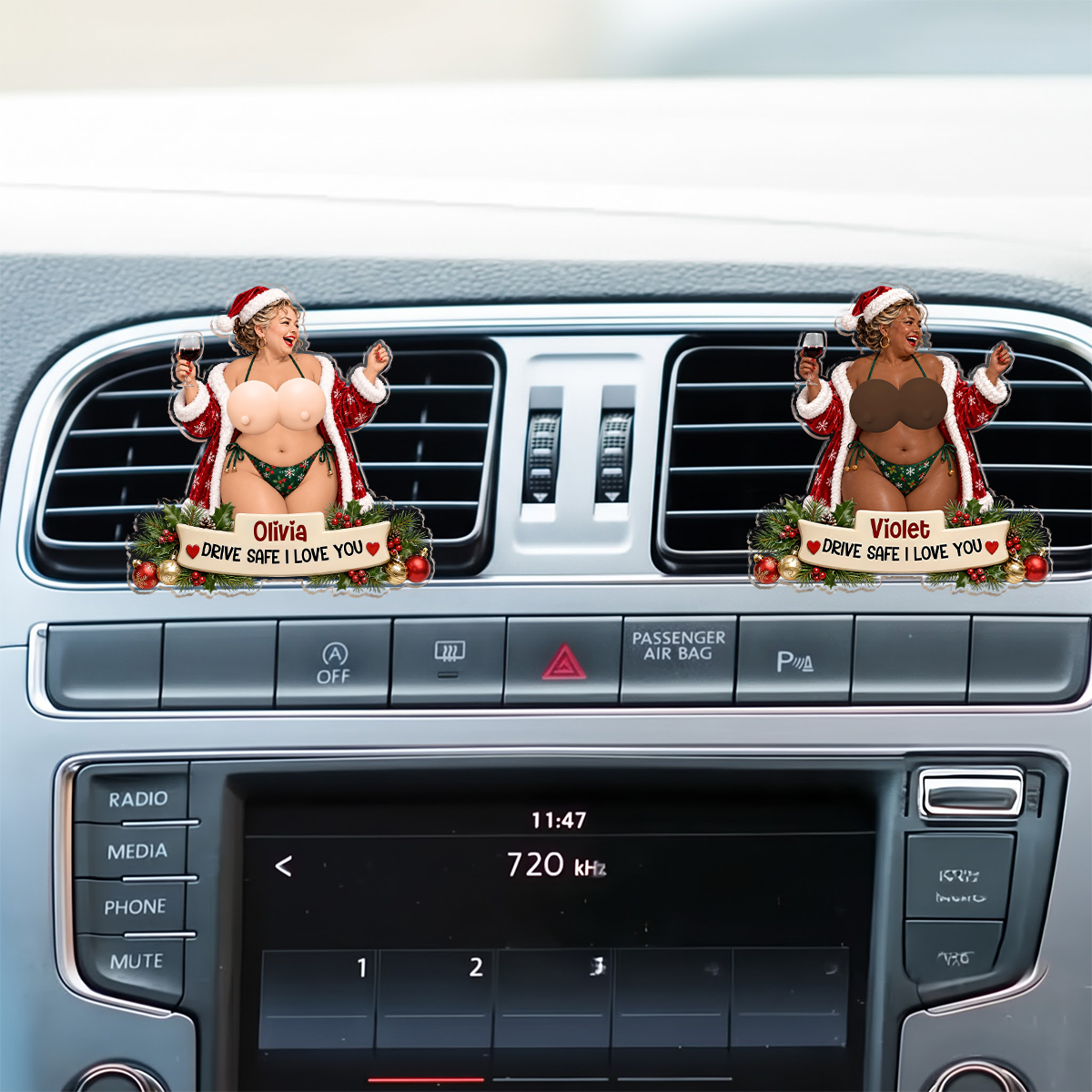 Funny Christmas Drive Safe - Personalized Squishy Acrylic Car Vent Clip