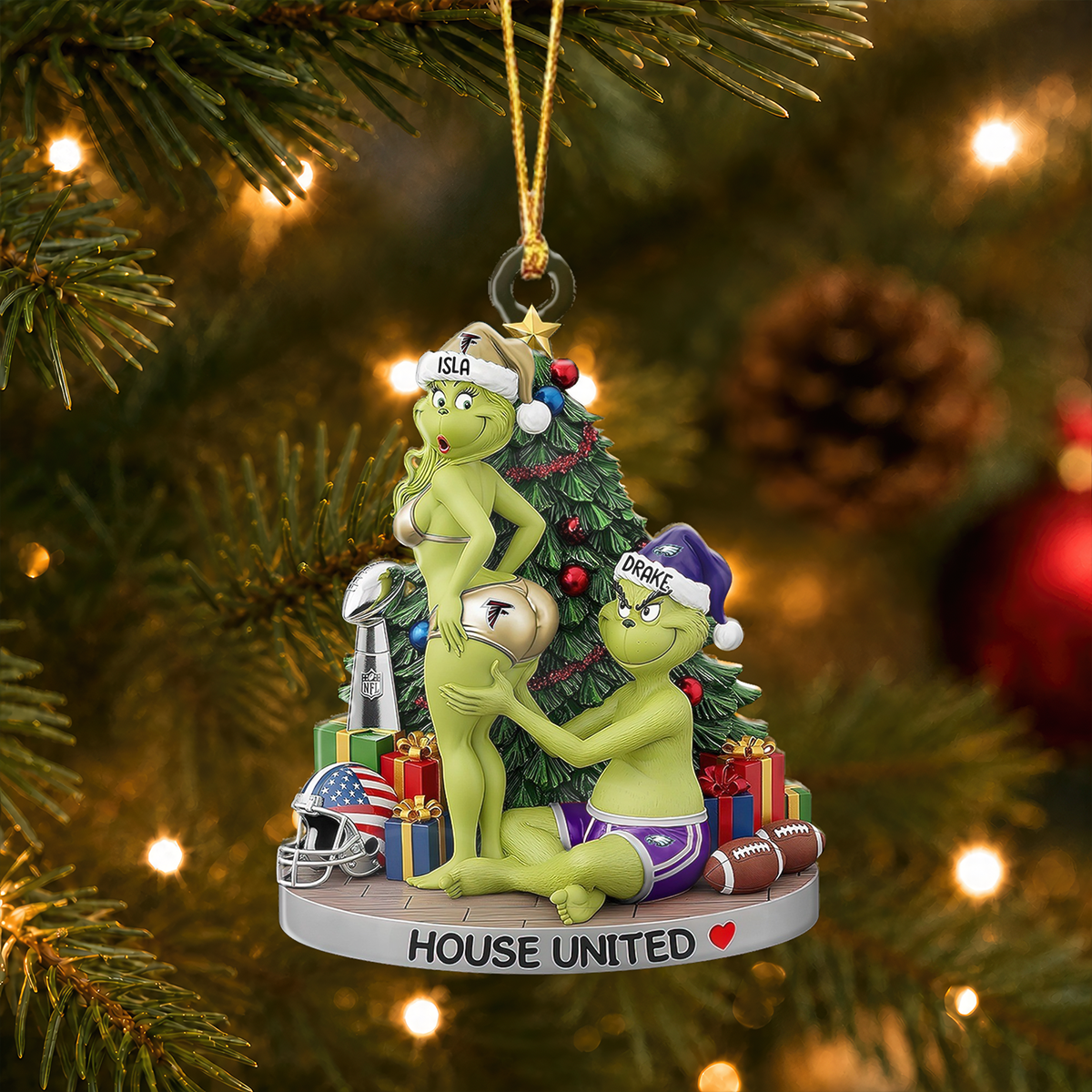 House Divided Football Ornament - Personalized Christmas Gifts For Couple