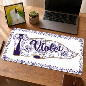 Custom Name Cross - Personalized Leather Desk Mat