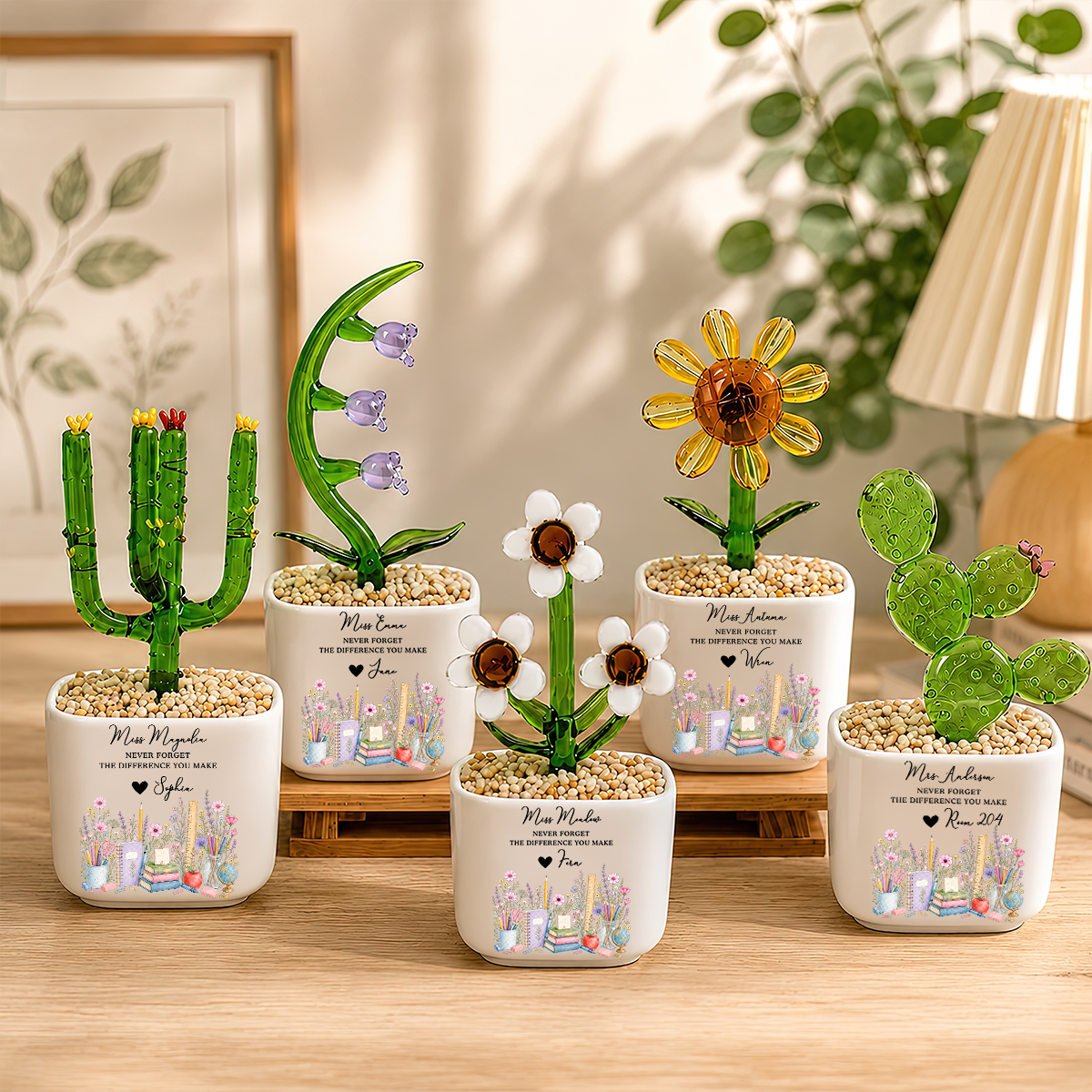 Never Forget The Difference You Make - Personalized Mini Glass Flower Pot