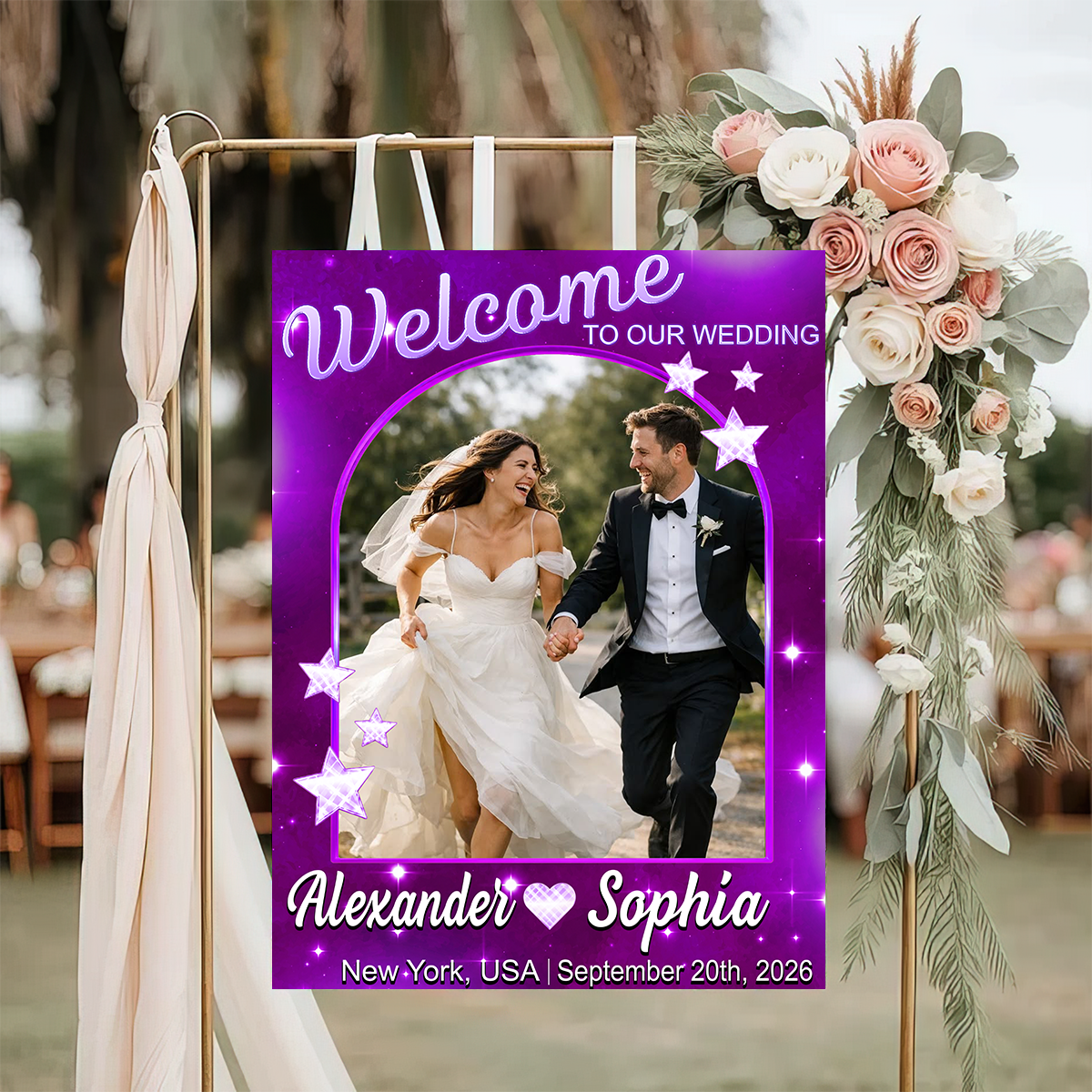 Welcome To Birthday Party Glitter Style - Custom Welcome Sign - Personalized Birthday Sign