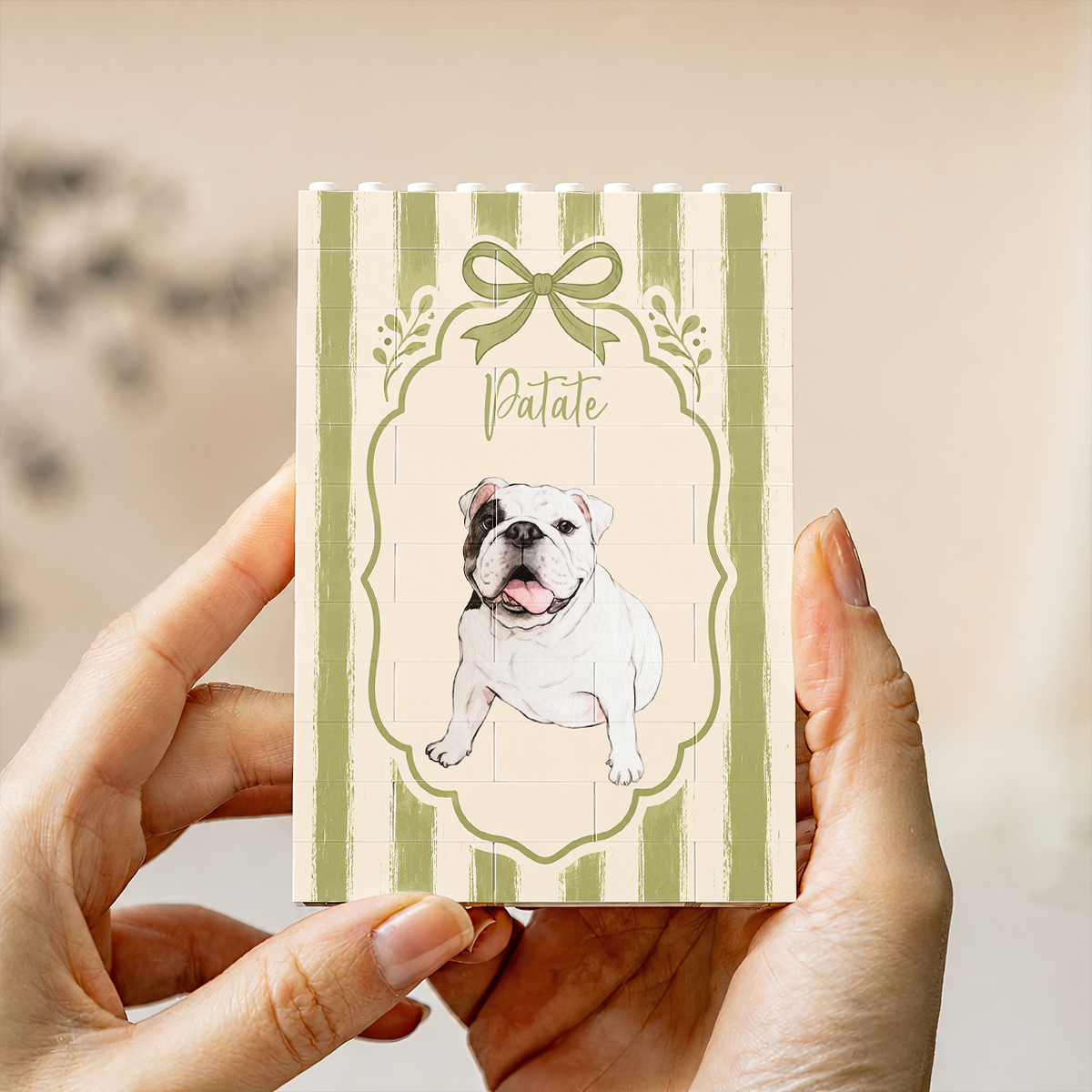 Custom Pet Portrait Watercolor Gift For Dog Lover, Cat Lover - Personalized Brick Block