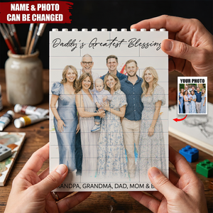 Custom Photo Daddy Dream Team - Personalized Shaped Building Brick Blocks