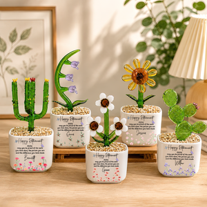 Happy Retirement - Personalized Mini Glass Flower Pot