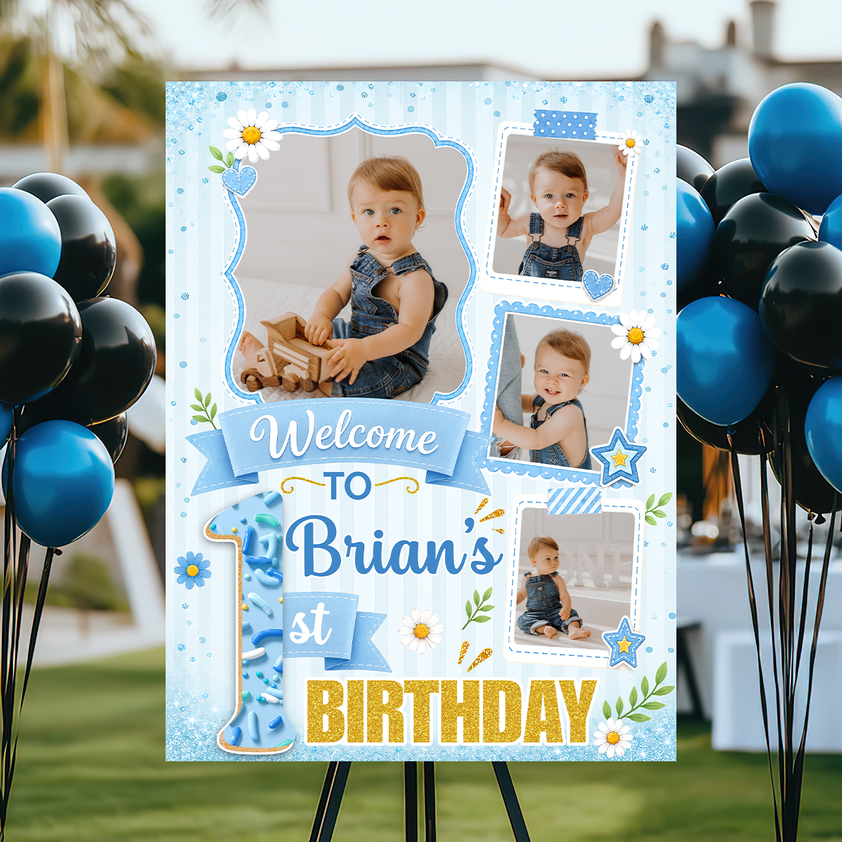Birthday Welcome Party Sign With Photo - Custom Name & Photo Sign - Birthday Party Sign