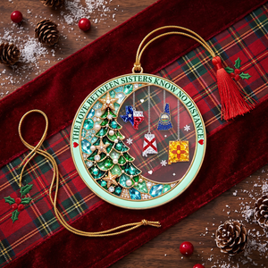 The Rhinestone Long Distance Besties - Personalized Acrylic Ornament - Christmas Acrylic Ornament